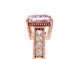 Rose gold Fancy Pink Princess Cut Diamond Ring with Milgrain Pavé Band and Four-Prong Setting_24
