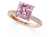Rose gold Fancy Pink Princess  Cut Diamond Ring with Pavé Band and Four-Prong Setting_1