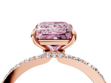 Rose gold Fancy Pink Princess  Cut Diamond Ring with Pavé Band and Four-Prong Setting_4