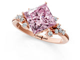 Rose gold Fancy Pink Princess Cut Diamond Ring with Side Stones and Four-Prong Setting_59