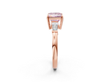 Rose gold Fancy Pink Princess  Cut Diamond Ring with Tapered Baguette Side Stones in Four-Prong Setting_2