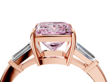 Rose gold Fancy Pink Princess  Cut Diamond Ring with Tapered Baguette Side Stones in Four-Prong Setting_4