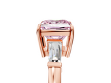 Rose gold Fancy Pink Princess  Cut Diamond Ring with Tapered Baguette Side Stones in Four-Prong Setting_5