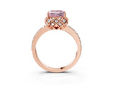 Rose gold Fancy Pink Princess Cut Diamond Scalloped Halo Engagement Ring with Round Shared Prong Band_27