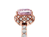 Rose gold Fancy Pink Princess Cut Diamond Scalloped Halo Engagement Ring with Round Shared Prong Band_29