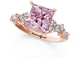 Rose gold Fancy Pink Princess Cut Diamond Scattered Round Accent Ring with Prong Setting_13