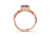 Rose gold Fancy Pink Princess Cut Diamond Scattered Round Accent Ring with Prong Setting_15