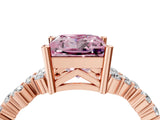 Rose gold Fancy Pink Princess Cut Diamond Scattered Round Accent Ring with Prong Setting_16