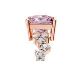 Rose gold Fancy Pink Princess Cut Diamond Scattered Round Accent Ring with Prong Setting_17