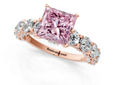 Rose gold Fancy Pink Princess Cut Diamond Side Stone Engagement Ring with Four-Prong Setting_25