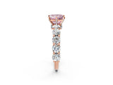 Rose gold Fancy Pink Princess Cut Diamond Side Stone Engagement Ring with Four-Prong Setting_26