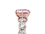 Rose gold Fancy Pink Princess Cut Diamond Side Stone Engagement Ring with Four-Prong Setting_29