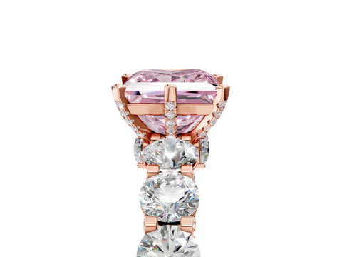 Rose gold Fancy Pink Princess Cut Diamond Side Stone Engagement Ring with Four-Prong Setting_29