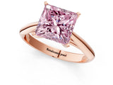 Rose gold Fancy Pink Princess Cut Diamond Solitaire Engagement Ring with Cathedral Setting and Four-Prong Mount_25