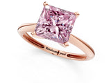 Rose gold Fancy Pink Princess Cut Diamond Solitaire Engagement Ring with Classic Band and Four-Prong Setting_13