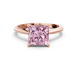 Rose gold Fancy Pink Princess Cut Diamond Solitaire Engagement Ring with Classic Band and Four-Prong Setting_36