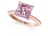 Rose gold Fancy Pink Princess Cut Diamond Solitaire Engagement Ring with Classic Band and Four-Prong Setting_37