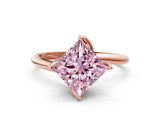 Rose gold Fancy Pink Princess Cut Diamond Solitaire Engagement Ring with Four-Prong Setting and Classic Band_20