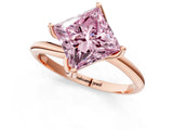 Rose gold Fancy Pink Princess Cut Diamond Solitaire Engagement Ring with Four-Prong Setting and Classic Band_21