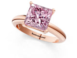 Rose gold Fancy Pink Princess Cut Diamond Solitaire Engagement Ring with Round Band and Four-Prong Setting_85