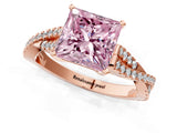 Rose gold Fancy Pink Princess Cut Diamond Solitaire Engagement Ring with Twisted Pavé Band and Four-Prong Setting_33