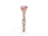Rose gold Fancy Pink Princess Cut Diamond Solitaire Engagement Ring with Twisted Pavé Band and Four-Prong Setting_34