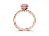 Rose gold Fancy Pink Princess Cut Diamond Solitaire Pavé Engagement Ring with Round Band and Prong Setting_57