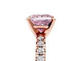 Rose gold Fancy Pink Princess Cut Diamond Solitaire Pavé Engagement Ring with Round Band and Prong Setting_59