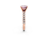 Rose gold Fancy Pink Princess Cut Diamond Solitaire Pavé Engagement Ring with Round Band and Prong Setting_74