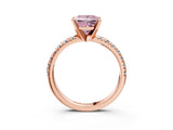 Rose gold Fancy Pink Princess Cut Diamond Solitaire Pavé Engagement Ring with Round Band and Prong Setting_75