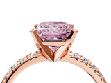 Rose gold Fancy Pink Princess Cut Diamond Solitaire Pavé Engagement Ring with Round Band and Prong Setting_76