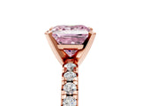 Rose gold Fancy Pink Princess Cut Diamond Solitaire Pavé Engagement Ring with Round Band and Prong Setting_77