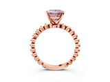 Rose gold Fancy Pink Princess Cut Diamond Solitaire Ring with Beaded Band and Prong Setting_26
