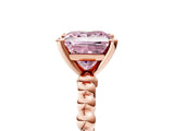 Rose gold Fancy Pink Princess Cut Diamond Solitaire Ring with Beaded Band and Prong Setting_28