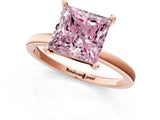 Rose gold Fancy Pink Princess Cut Diamond Solitaire Ring with Classic Band and Four-Prong Setting_1