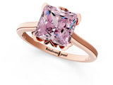 Rose gold Fancy Pink Princess Cut Diamond Solitaire Ring with Flower Prong Setting and Classic Band_38