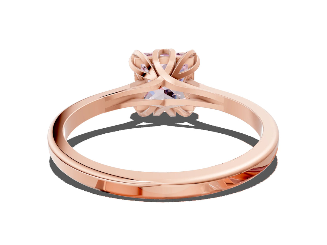 Rose gold Fancy Pink Princess Cut Diamond Solitaire Ring with Flower Prong Setting and Classic Band_53