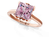 Rose gold Fancy Pink Princess Cut Diamond Solitaire Ring with Flower Prong Setting and Classic Band_54