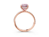 Rose gold Fancy Pink Princess Cut Diamond Solitaire Ring with Four-Prong Setting and Pavé Band_6