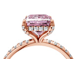 Rose gold Fancy Pink Princess Cut Diamond Solitaire Ring with Four-Prong Setting and Pavé Band_7