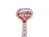 Rose gold Fancy Pink Princess Cut Diamond Solitaire Ring with Four-Prong Setting and Pavé Band_8