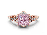 Rose gold Fancy Pink Princess Cut Diamond Solitaire Ring with Hidden Halo and Pavé Band_27