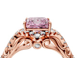 Rose gold Fancy Pink Princess Cut Diamond Solitaire Ring with Hidden Halo and Pavé Band_31