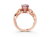 Rose gold Fancy Pink Princess Cut Diamond Solitaire Ring with Milgrain Pavé Band and Four-Prong Setting_19