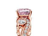 Rose gold Fancy Pink Princess Cut Diamond Solitaire Ring with Milgrain Pavé Band and Four-Prong Setting_21