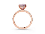 Rose gold Fancy Pink Princess Cut Diamond Solitaire Ring with Pavé Band and Four-Prong Setting_25
