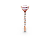 Rose gold Fancy Pink Princess Cut Diamond Solitaire Ring with Pavé Band and Hidden Halo_22