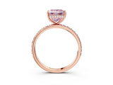 Rose gold Fancy Pink Princess Cut Diamond Solitaire Ring with Pavé Band and Hidden Halo_23