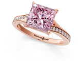 Rose gold Fancy Pink Princess Cut Diamond Solitaire Ring with Pavé Band and Prong Setting_13