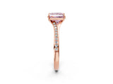 Rose gold Fancy Pink Princess Cut Diamond Solitaire Ring with Pavé Band and Prong Setting_14